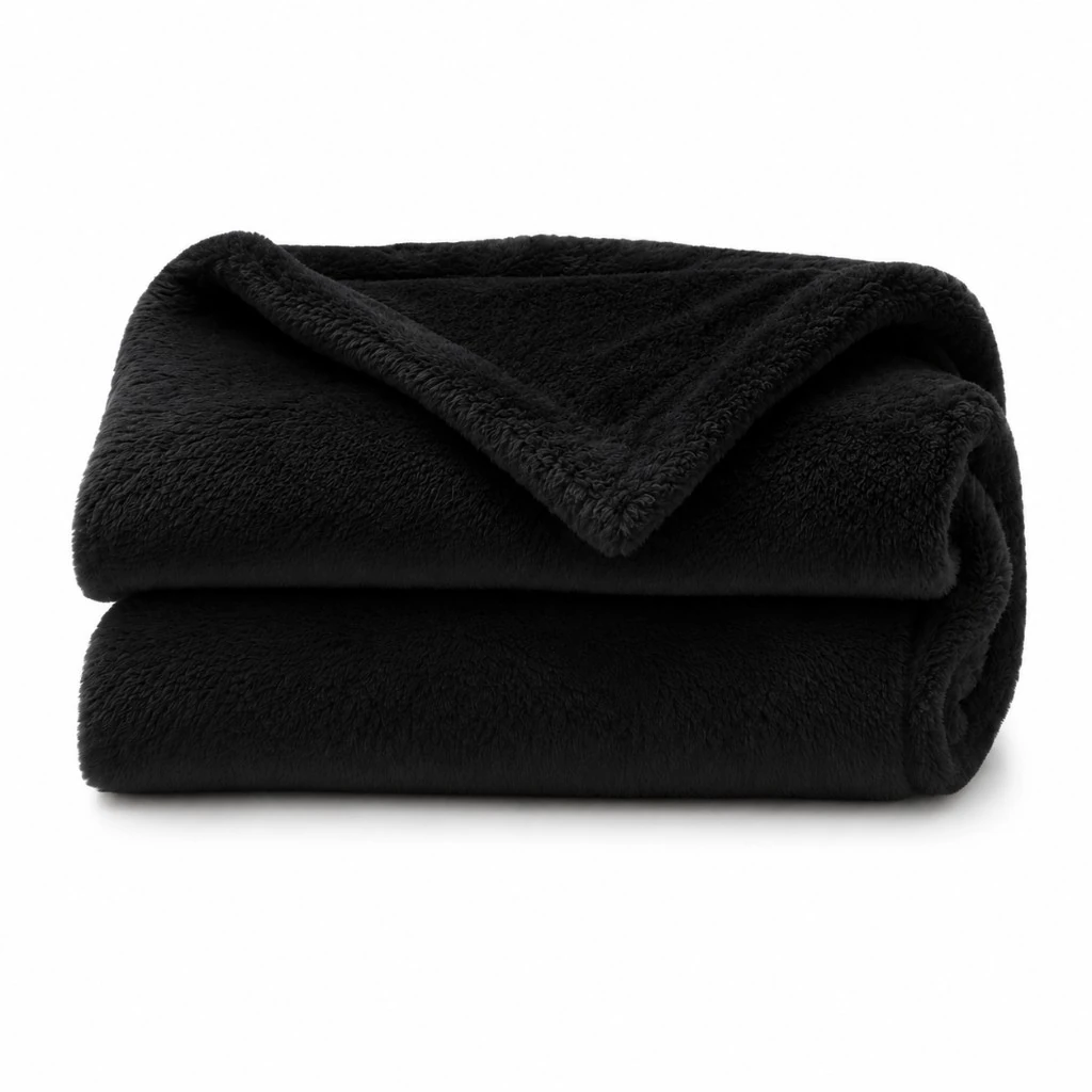 jet black blank, Plush Blanket product photo on studio background