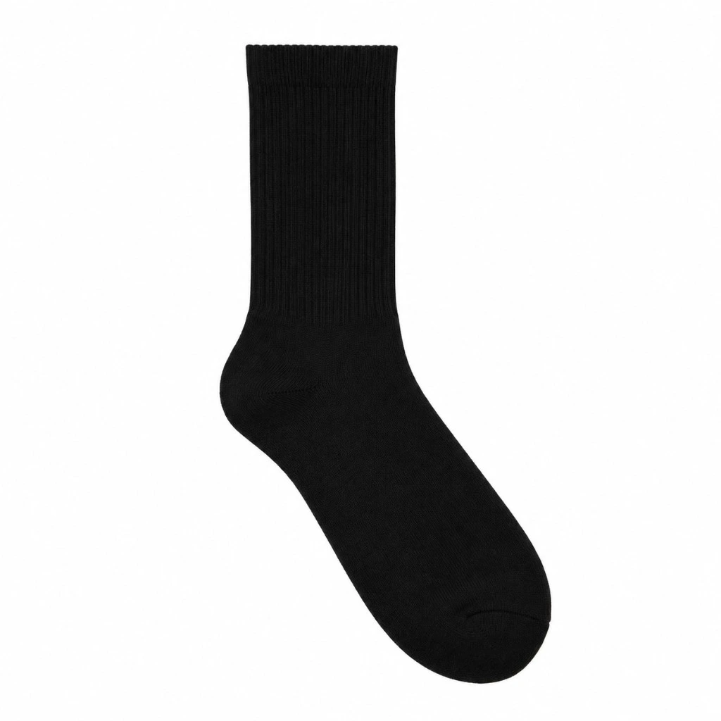 jet black blank, Crew Socks product photo on studio background