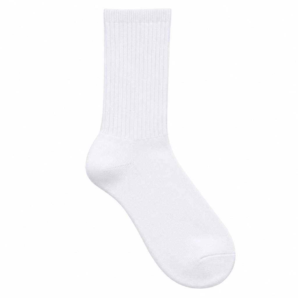 white blank, Crew Socks product photo on studio background