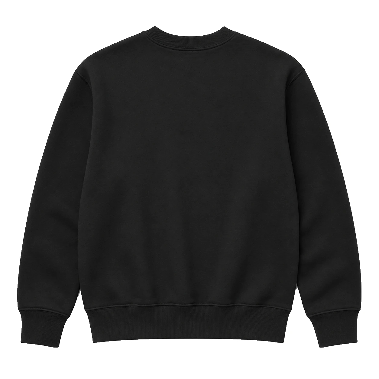 black crewneck, Crewneck product photo on studio background, back view