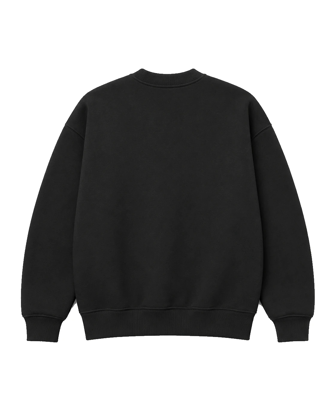 black crewneck, Heavy Crewneck product photo on studio background, back view