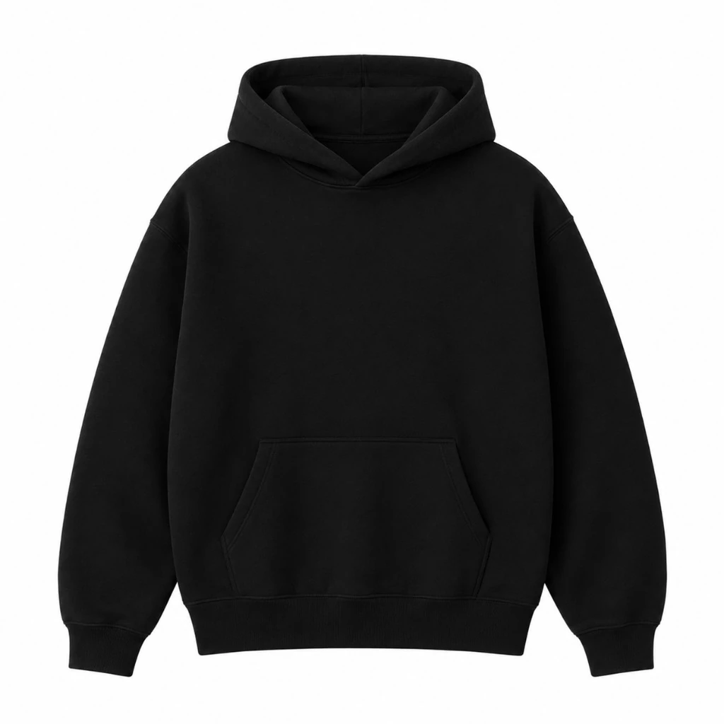 jet black hoodie, Heavy Hoodie product photo on studio background