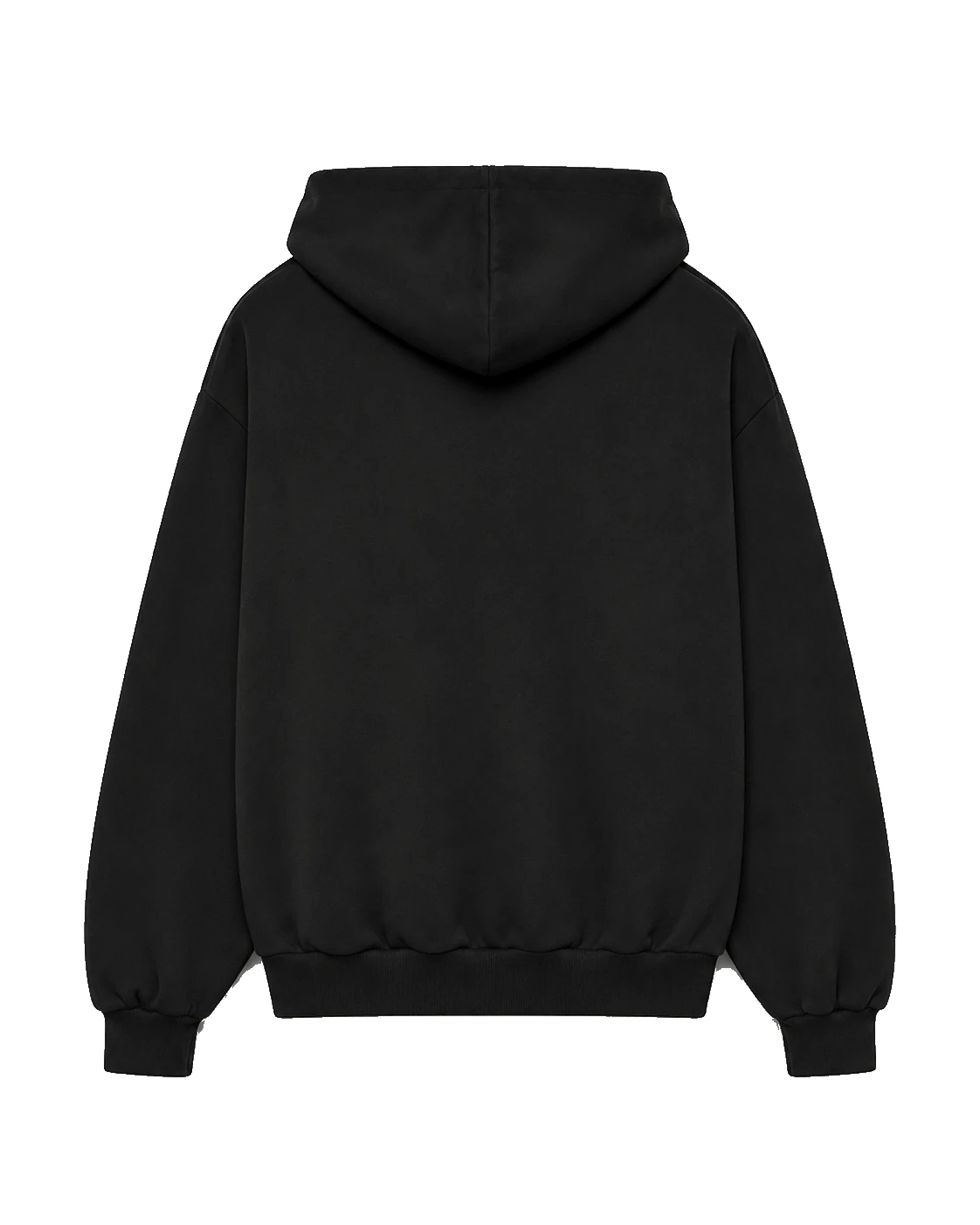 black hoodie, Heavy Zip Hoodie product photo on studio background, back view