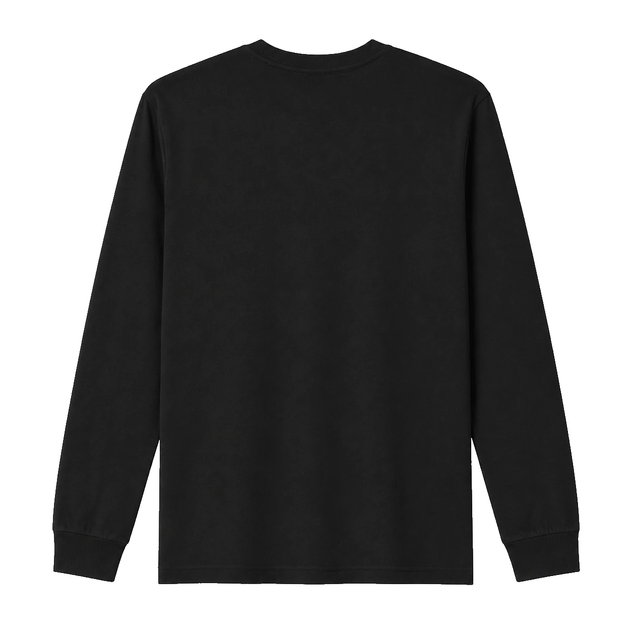 black long sleeve t-shirt, Long Sleeve T-Shirt product photo on studio background, back view