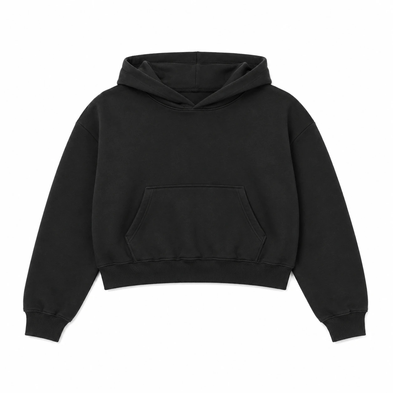 jet black hoodie, Oversized Crop Hoodie product photo on studio background