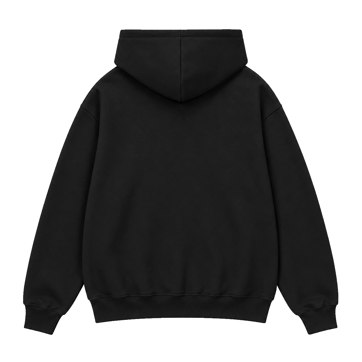 black hoodie, Oversized Hoodie product photo on studio background, back view