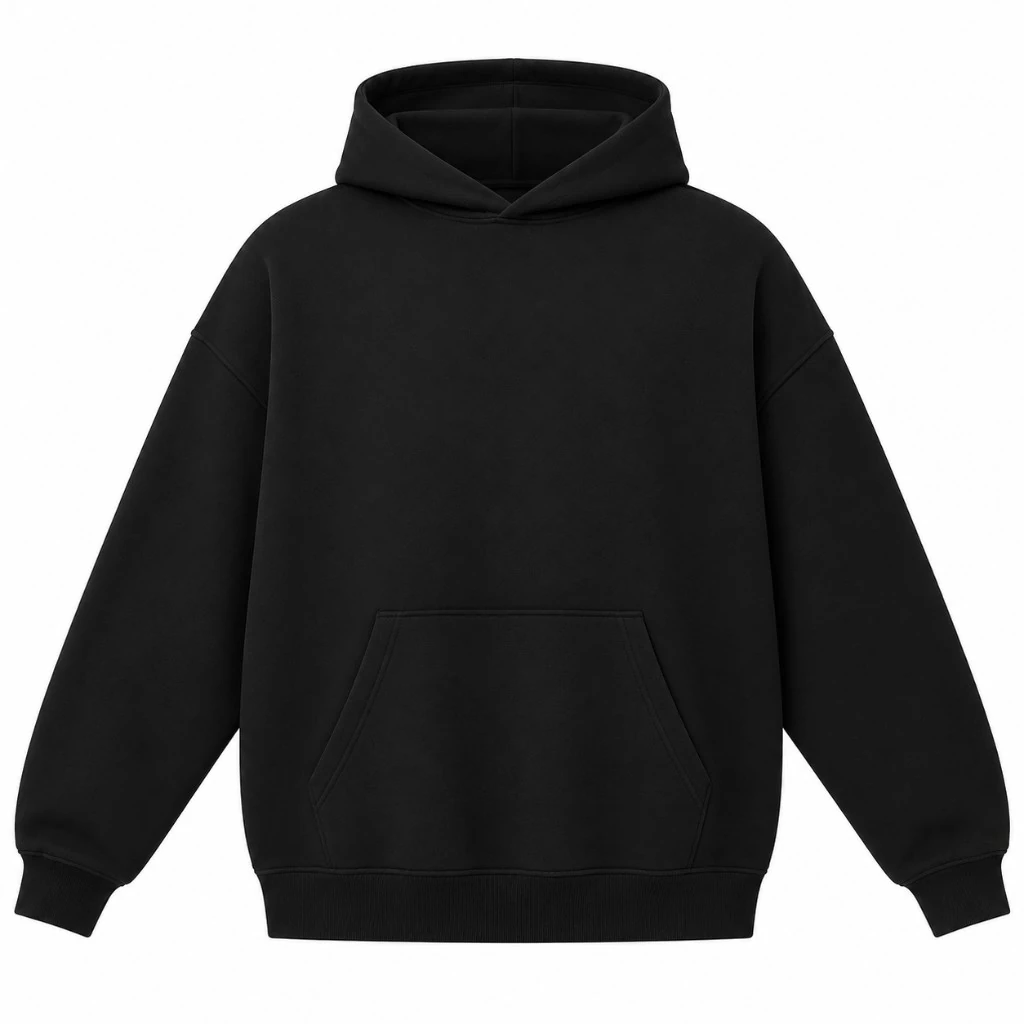 jet black hoodie, Oversized Hoodie product photo on studio background