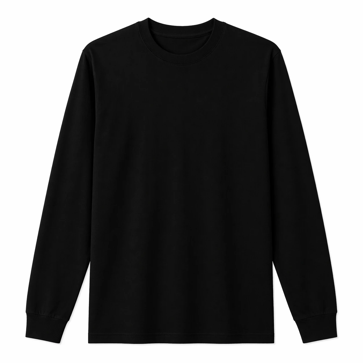 jet black t-shirt, Long Sleeve T-Shirt product photo on studio background