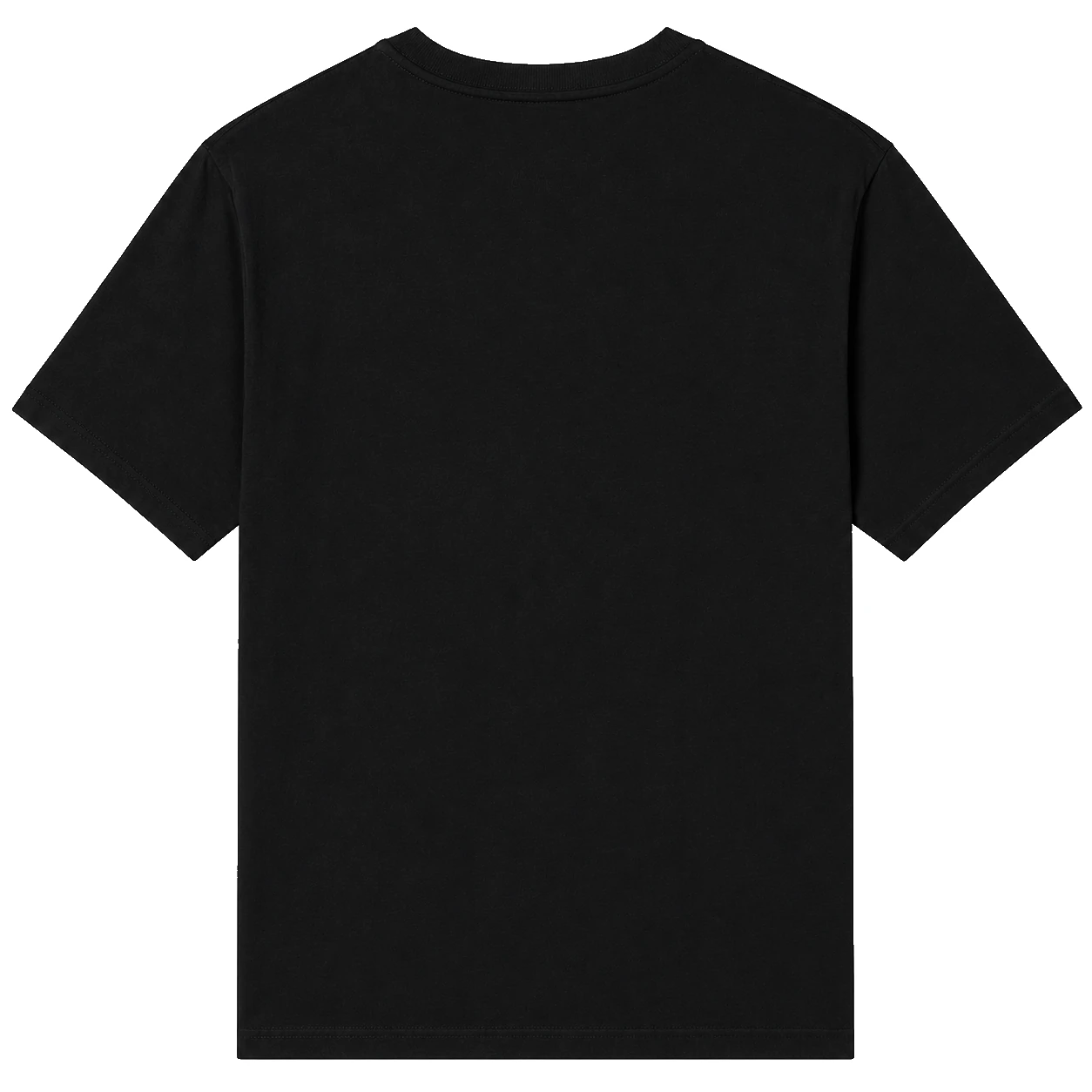 black t-shirt, Relaxed Tee product photo on studio background, back view