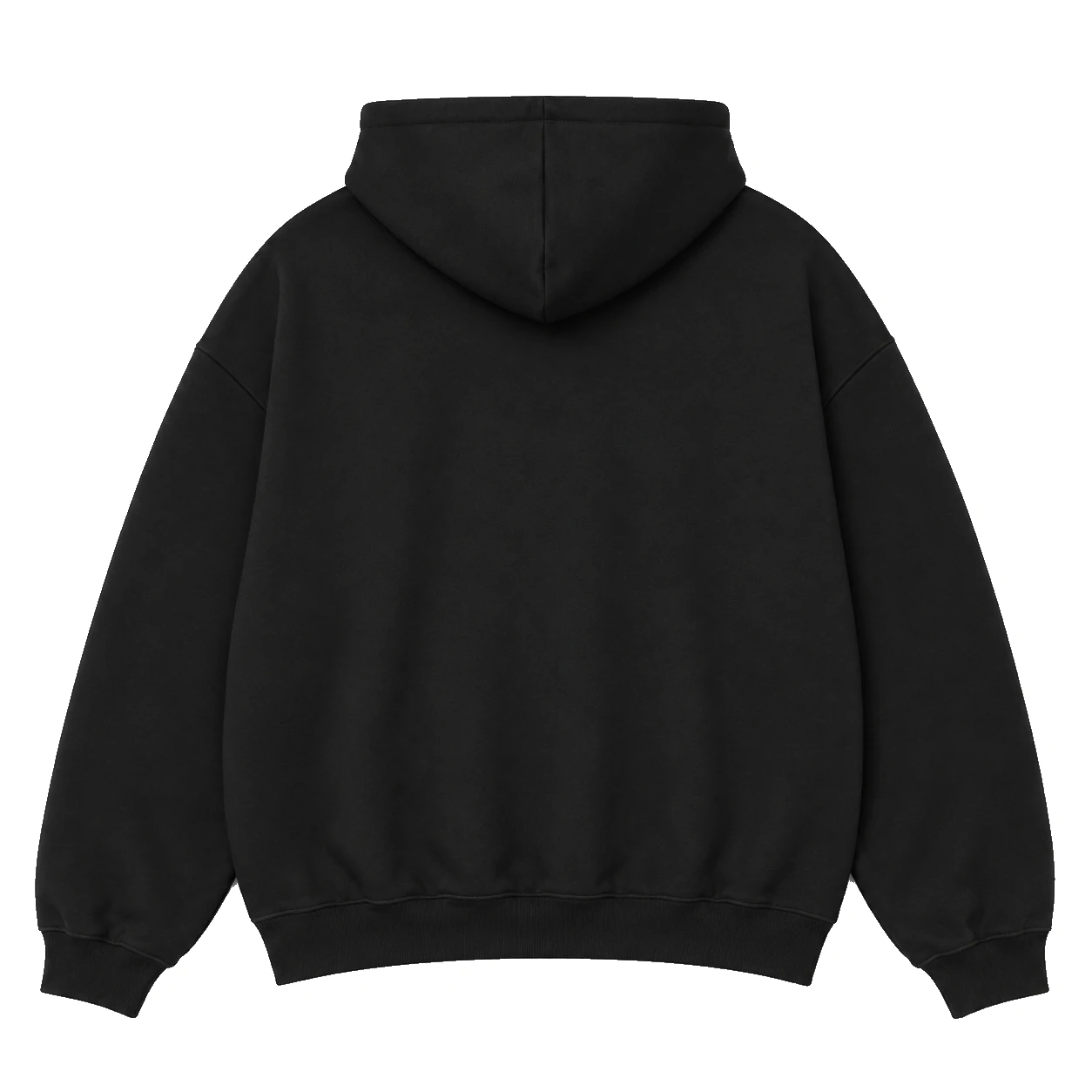 black hoodie, Side Pocket Hoodie product photo on studio background, back view