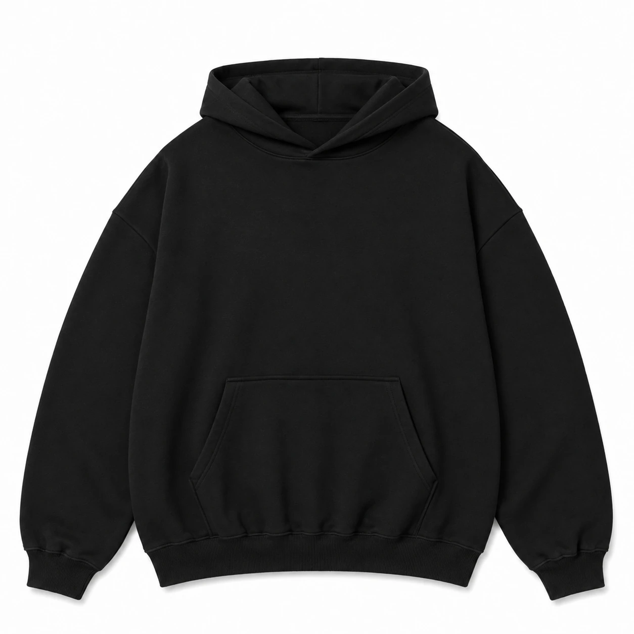 jet black hoodie, Side Pocket Hoodie product photo on studio background