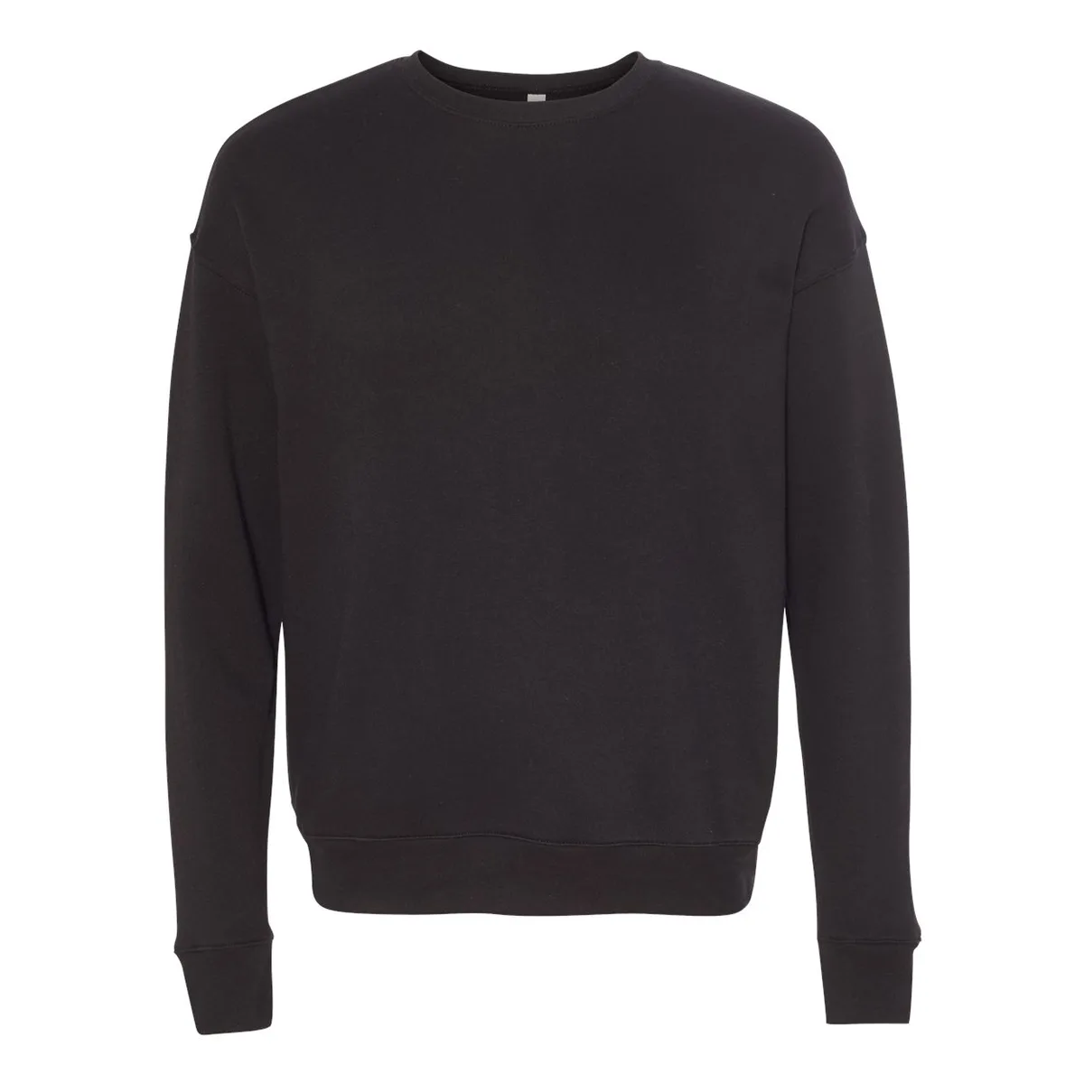 black crewneck, 270GSM Drop Shoulder Crewneck product photo on studio background