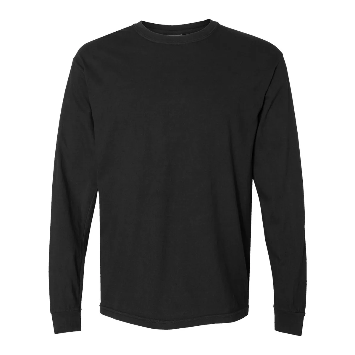 black long sleeve t-shirt, 205GSM Garment-Dyed Long Sleeve product photo on studio background