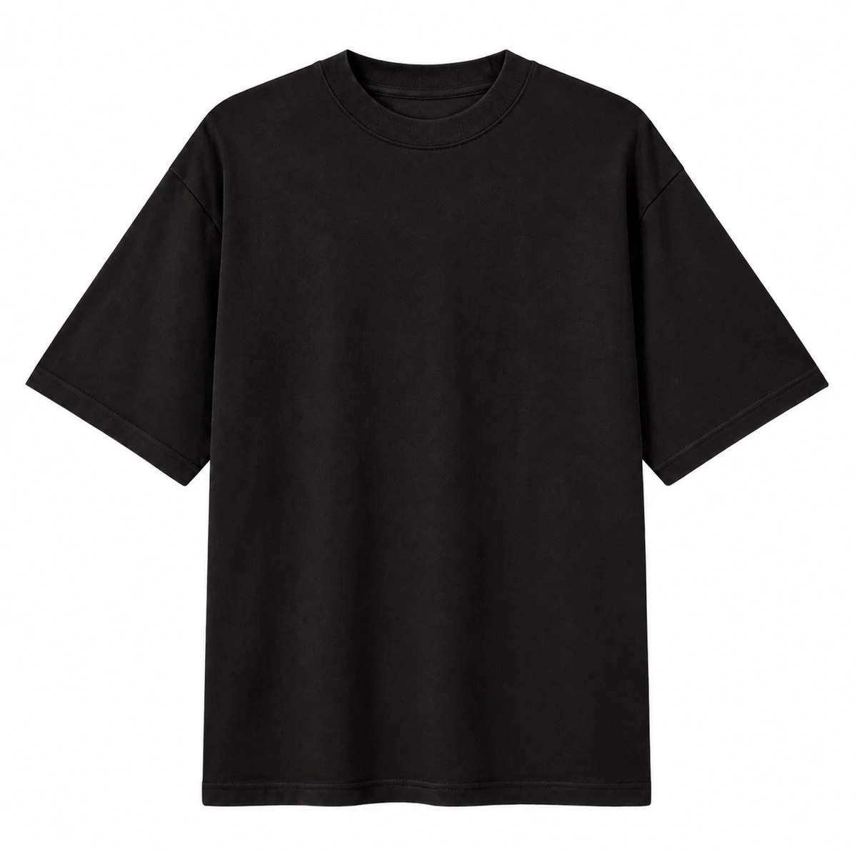 black t-shirt, 255GSM Heavy Garment-Dyed Tee illustrative garment view on studio background