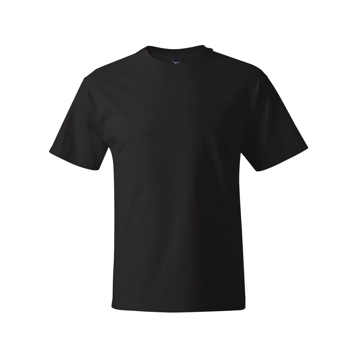 black t-shirt, 205GSM Heavy Ringspun Tee product photo on studio background