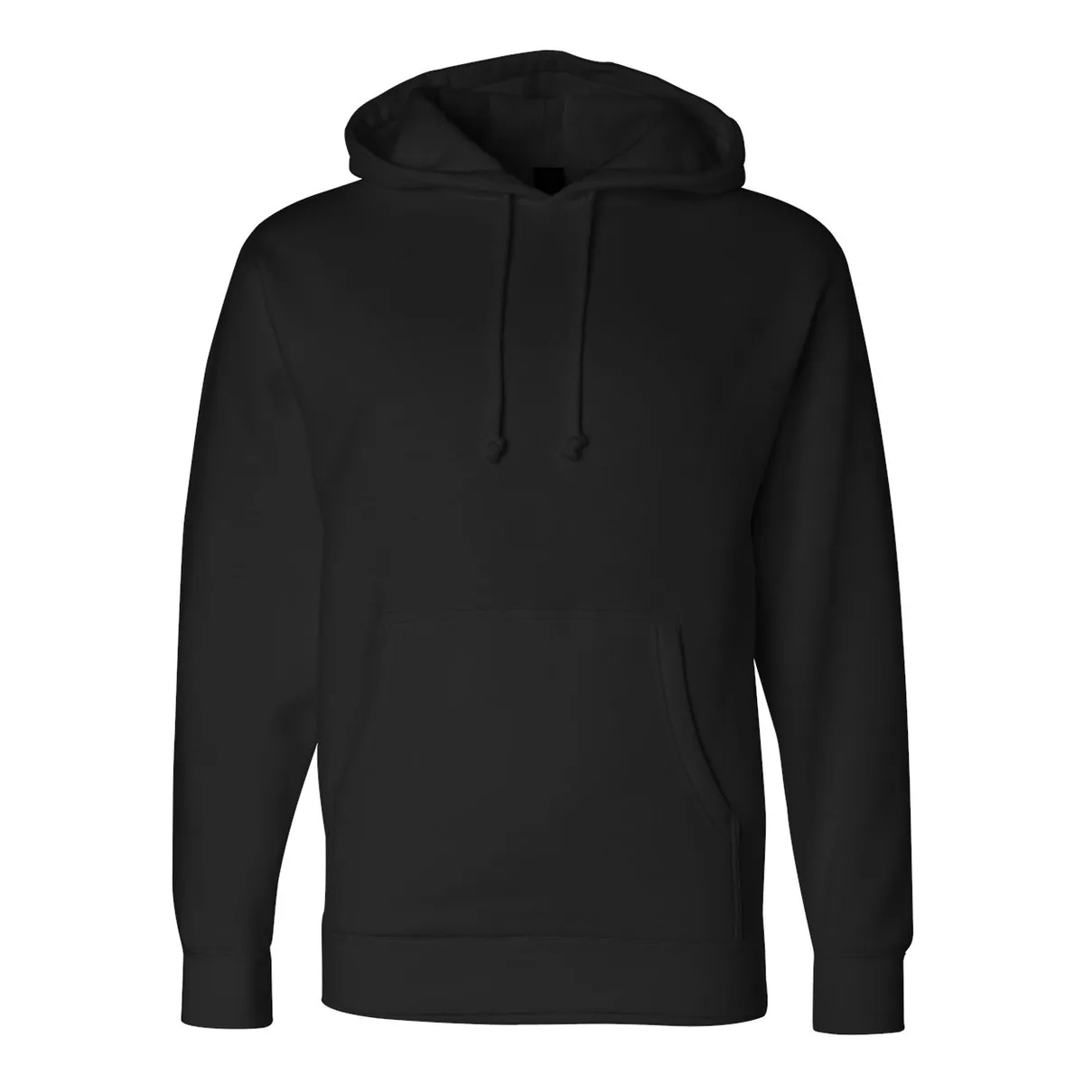 black hoodie, 340GSM Heavyweight Hoodie product photo on studio background