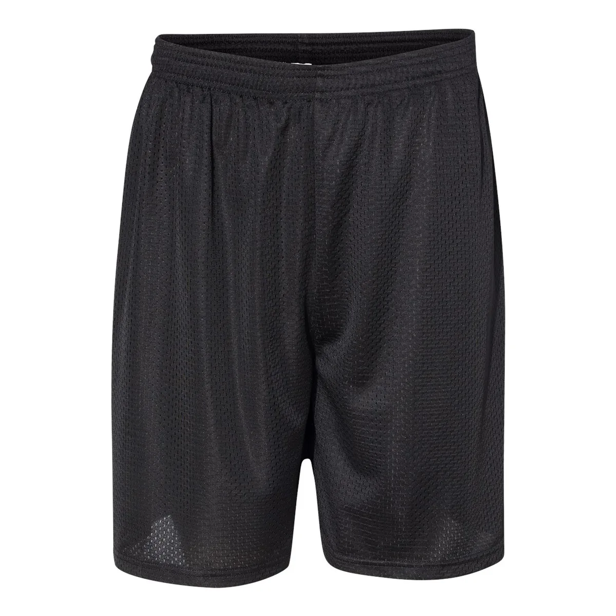 black shorts, Lined mesh athletic shorts product photo on studio background
