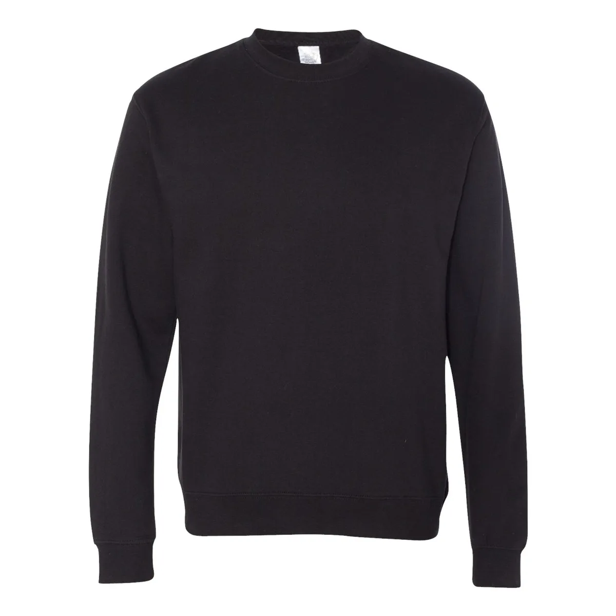 black crewneck, 290GSM Midweight Crewneck product photo on studio background
