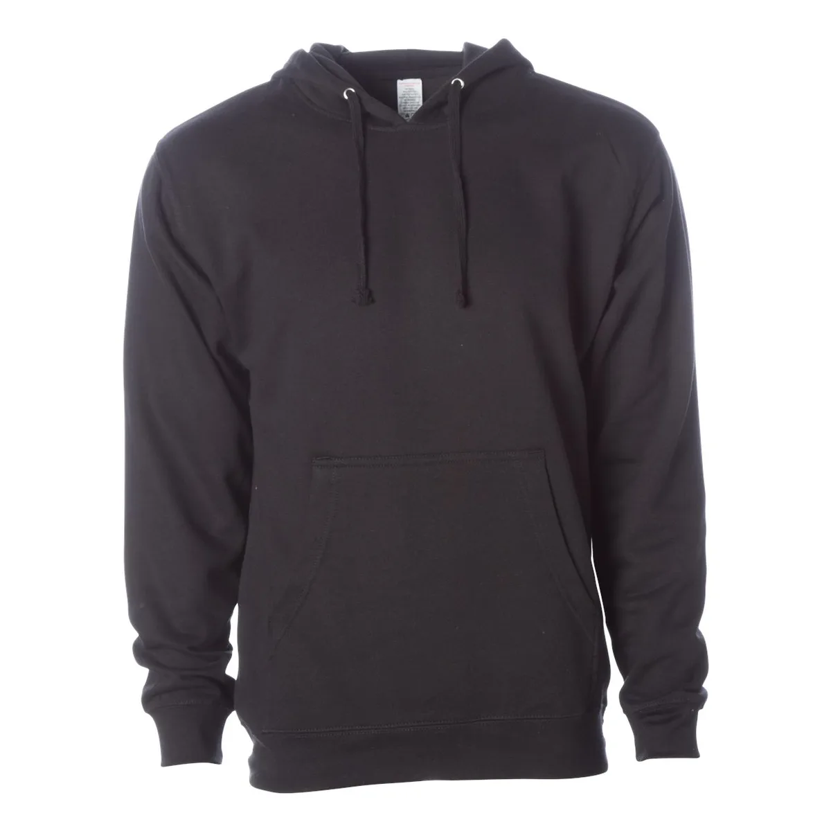 black hoodie, 290GSM Midweight Hoodie product photo on studio background