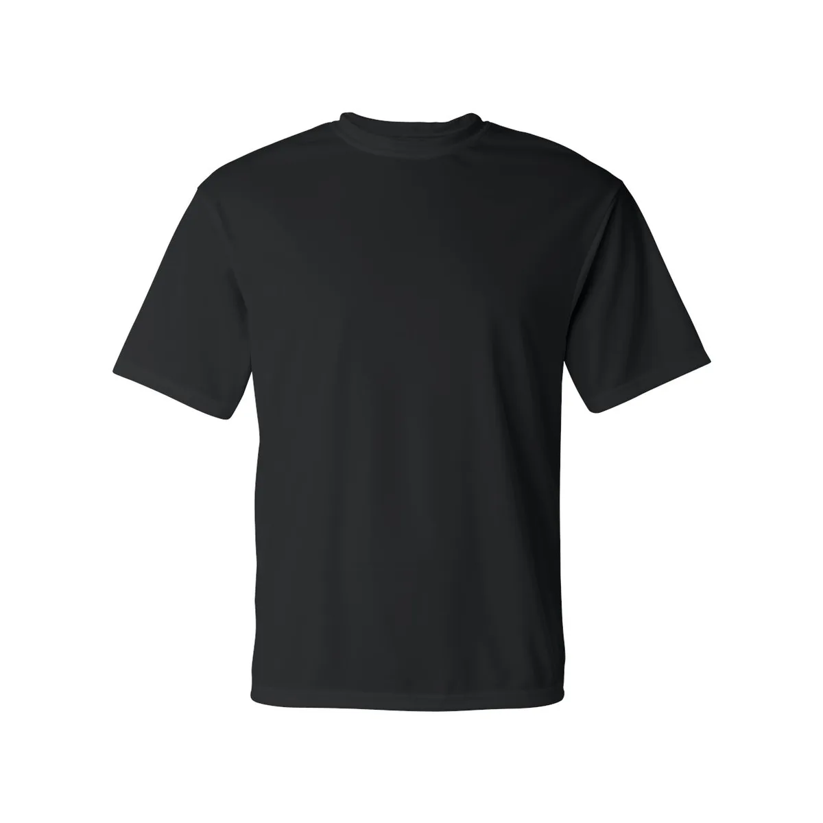 black t-shirt, Lightweight performance tee product photo on studio background