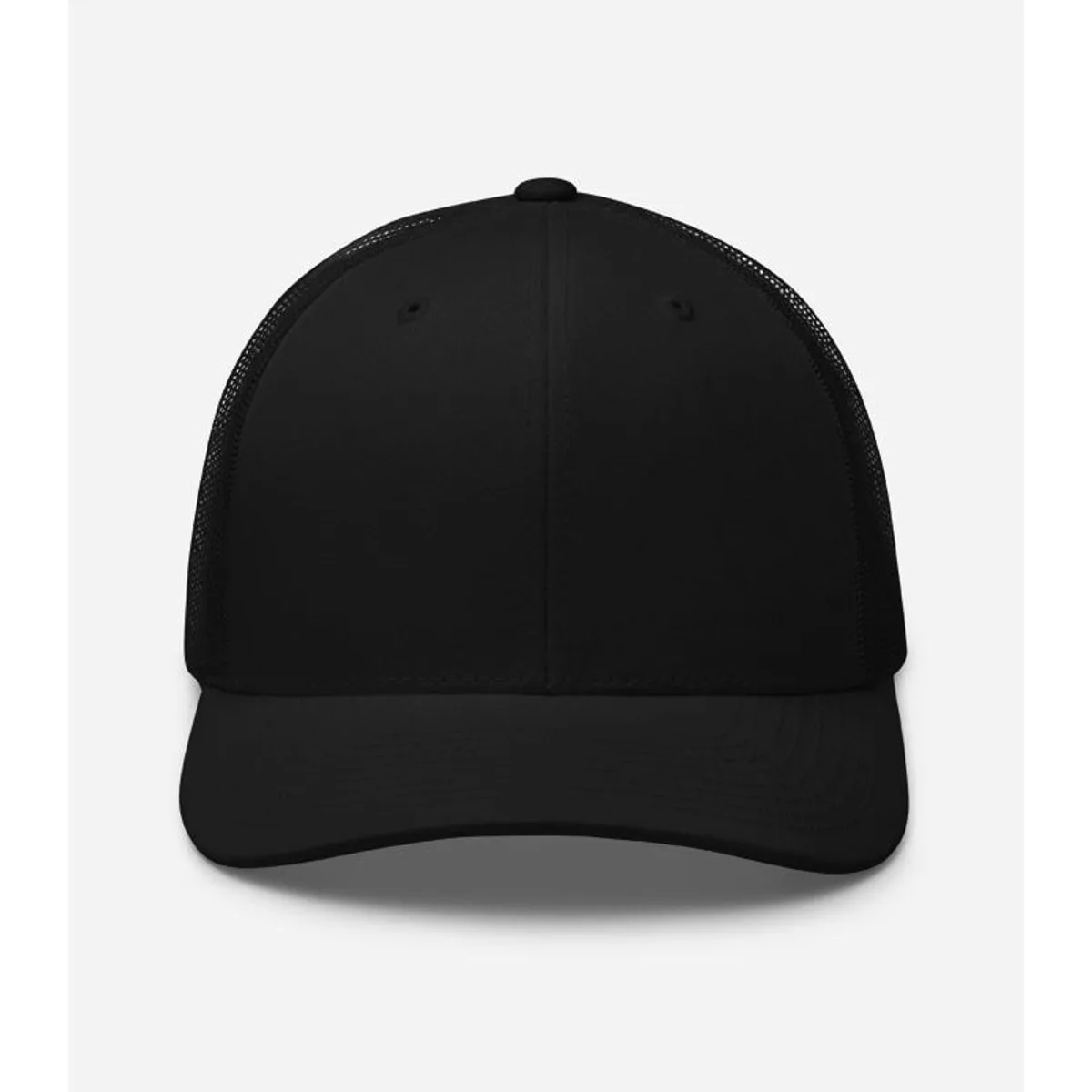 black cap, Retro Mesh Trucker Cap product photo on studio background
