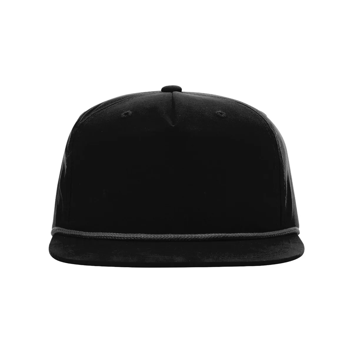 black / black cap, Five-Panel Rope Cap product photo on studio background