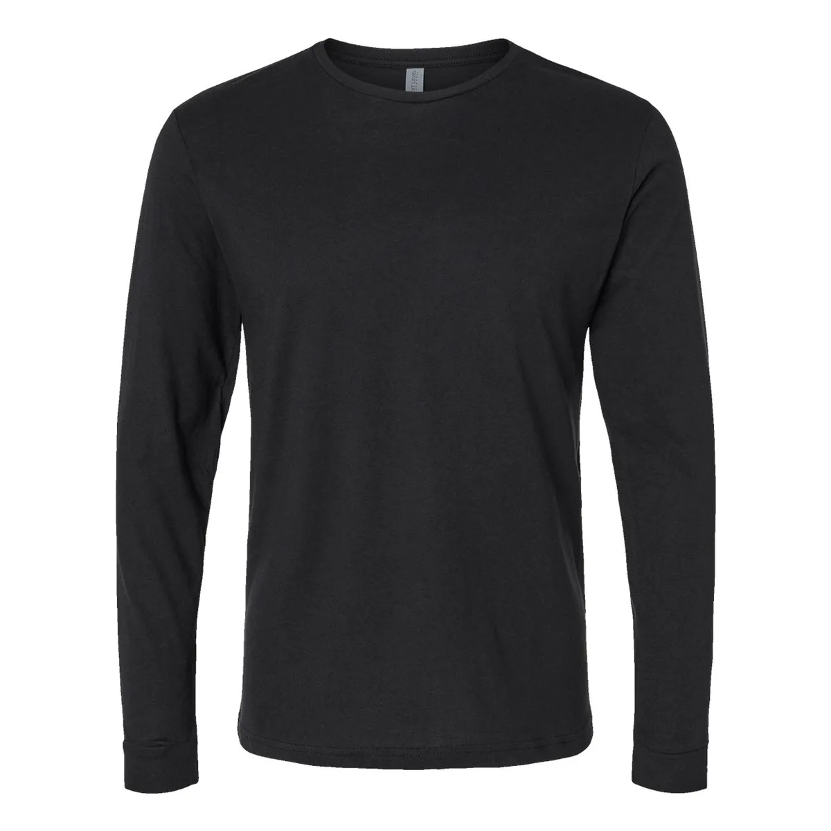 black long sleeve t-shirt, 145GSM Soft Blend Long Sleeve product photo on studio background
