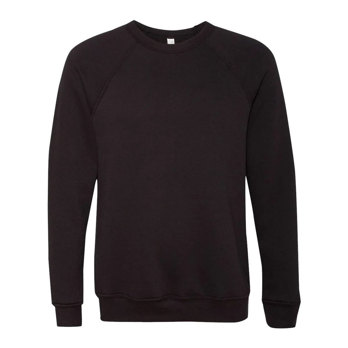 black crewneck, 270GSM Soft Fleece Crewneck product photo on studio background