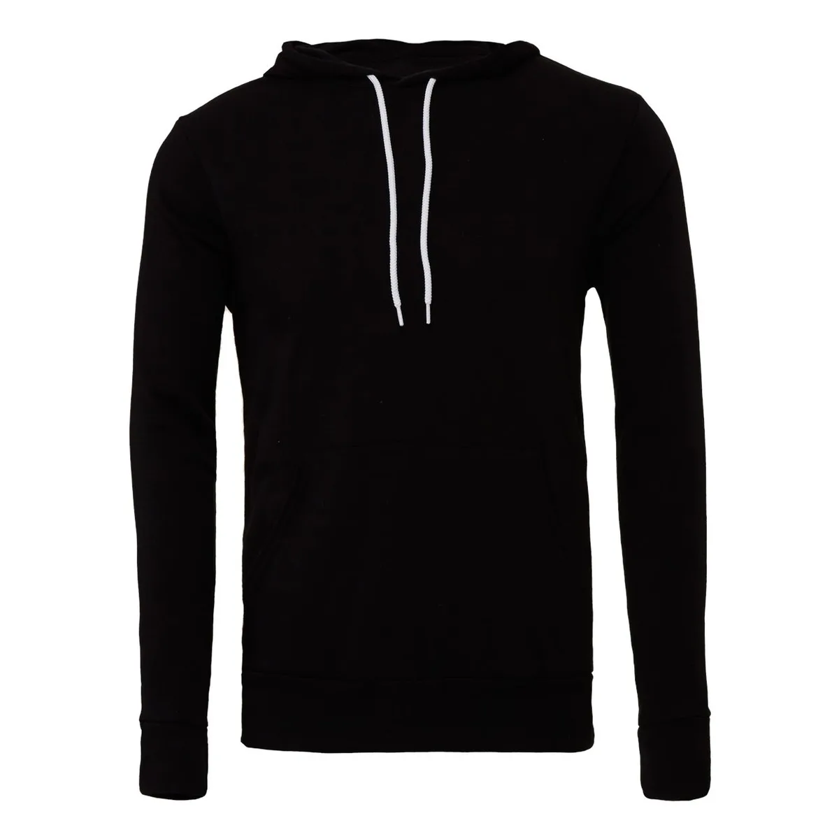 black hoodie, 270GSM Soft Fleece Hoodie product photo on studio background