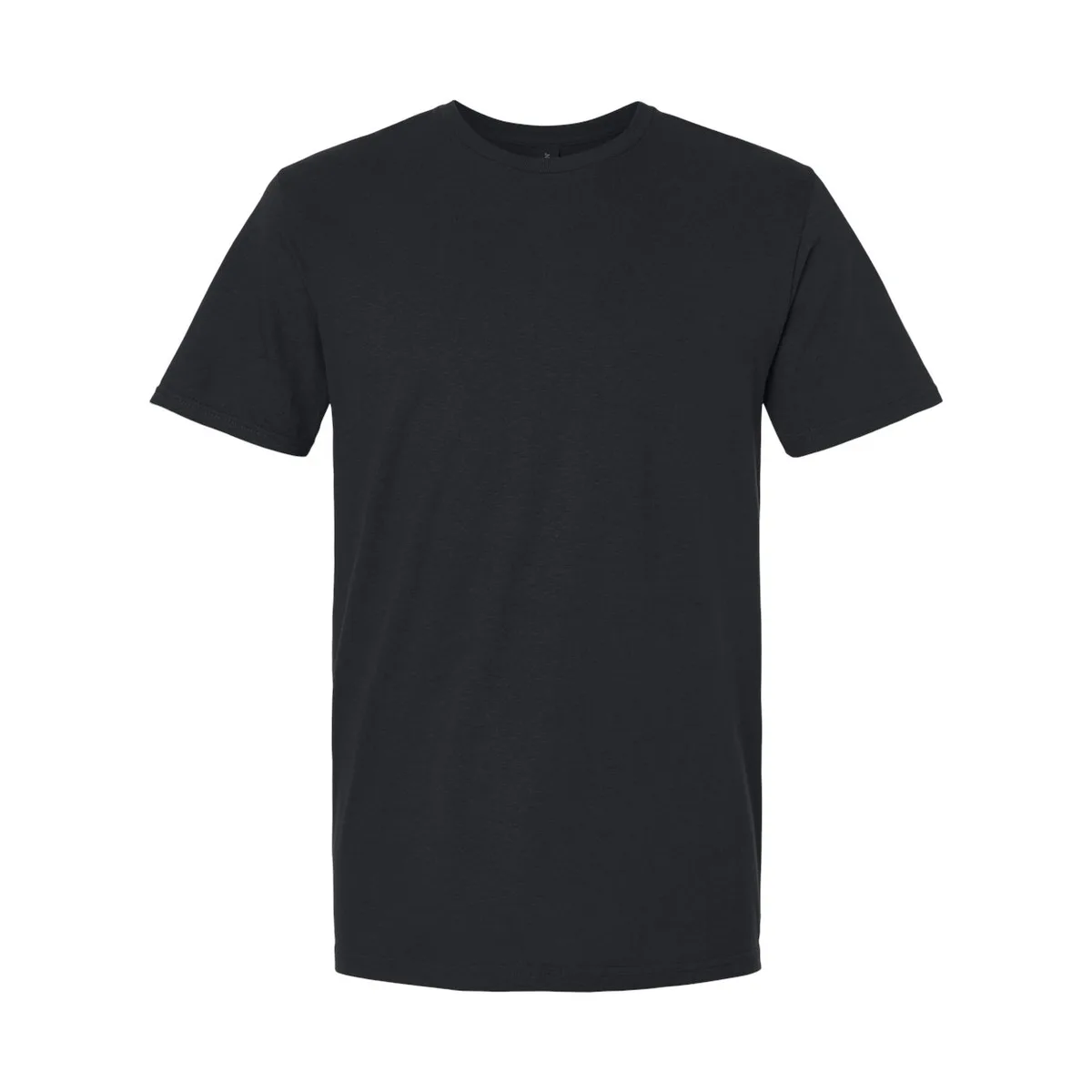 black t-shirt, 150GSM Soft Tee product photo on studio background