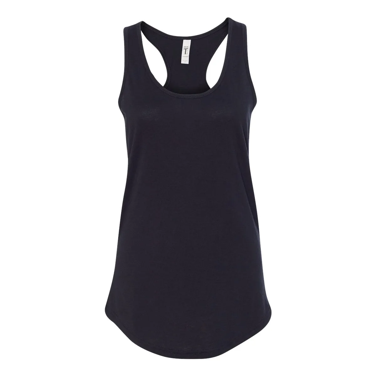 black tank top, 135GSM Women's Racerback Tank product photo on studio background