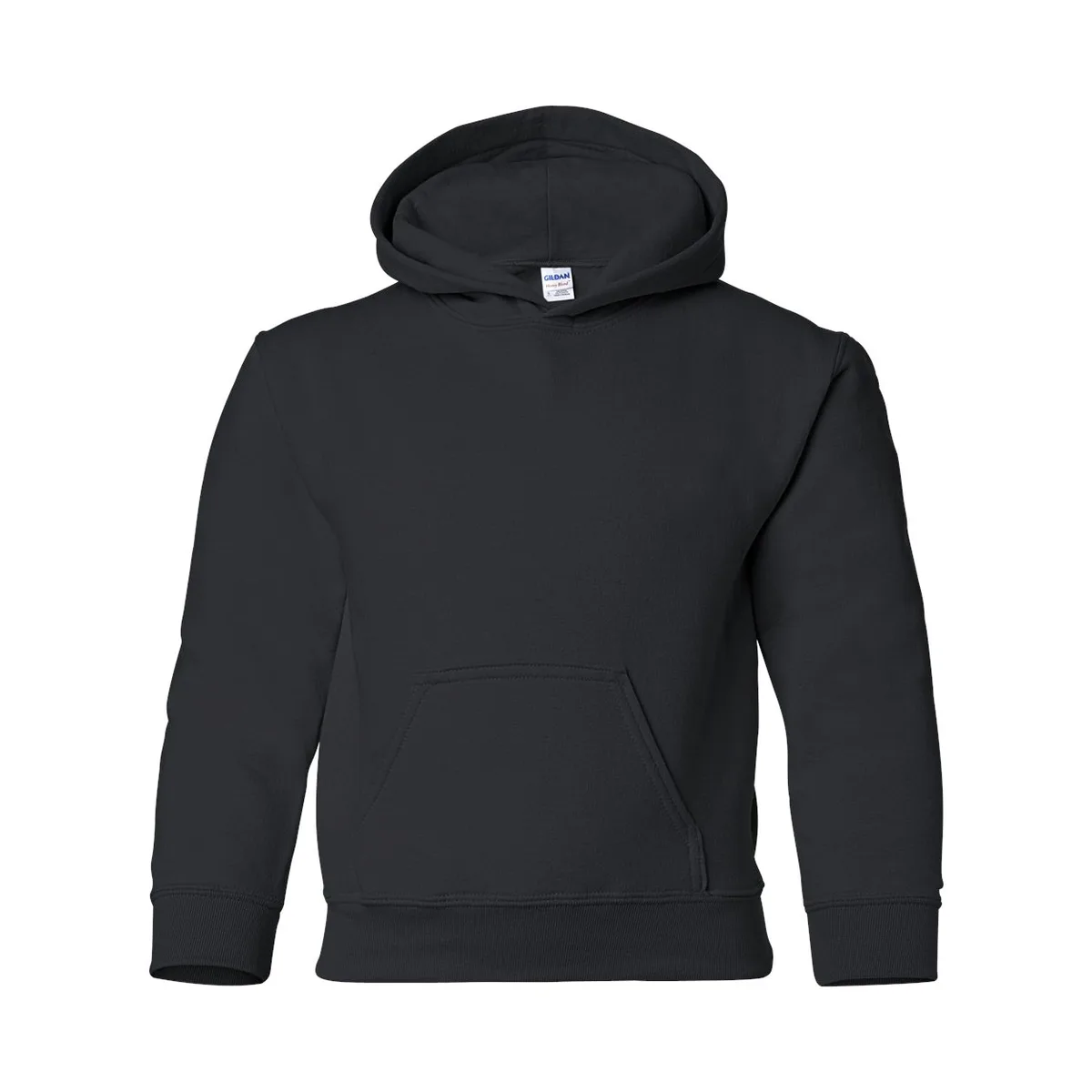 black hoodie, 270GSM Youth Hoodie product photo on studio background