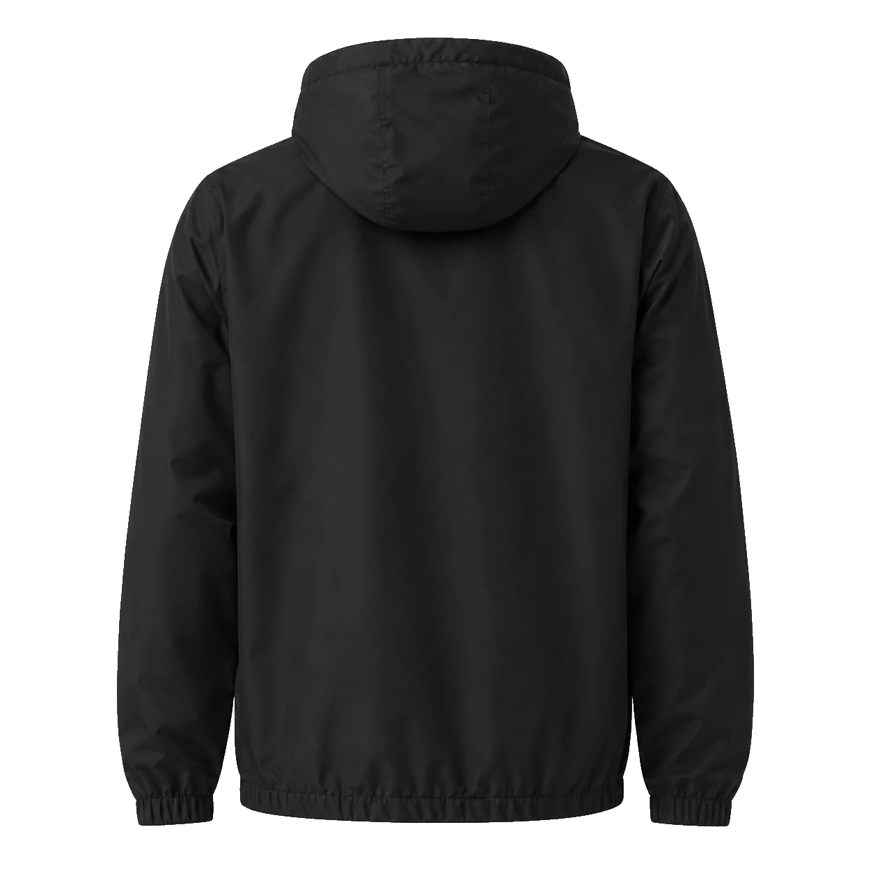 black windbreaker, Windbreaker product photo on studio background, back view