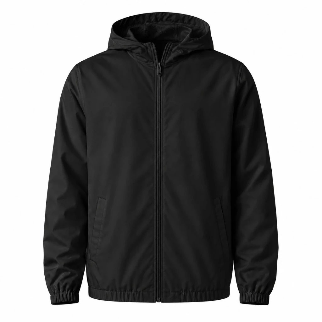jet black blank, Windbreaker product photo on studio background